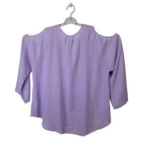 Melissa McCarthy Seven7 Cold Shoulder Blouse 2X Light Purple Sheer Flare Sleeve